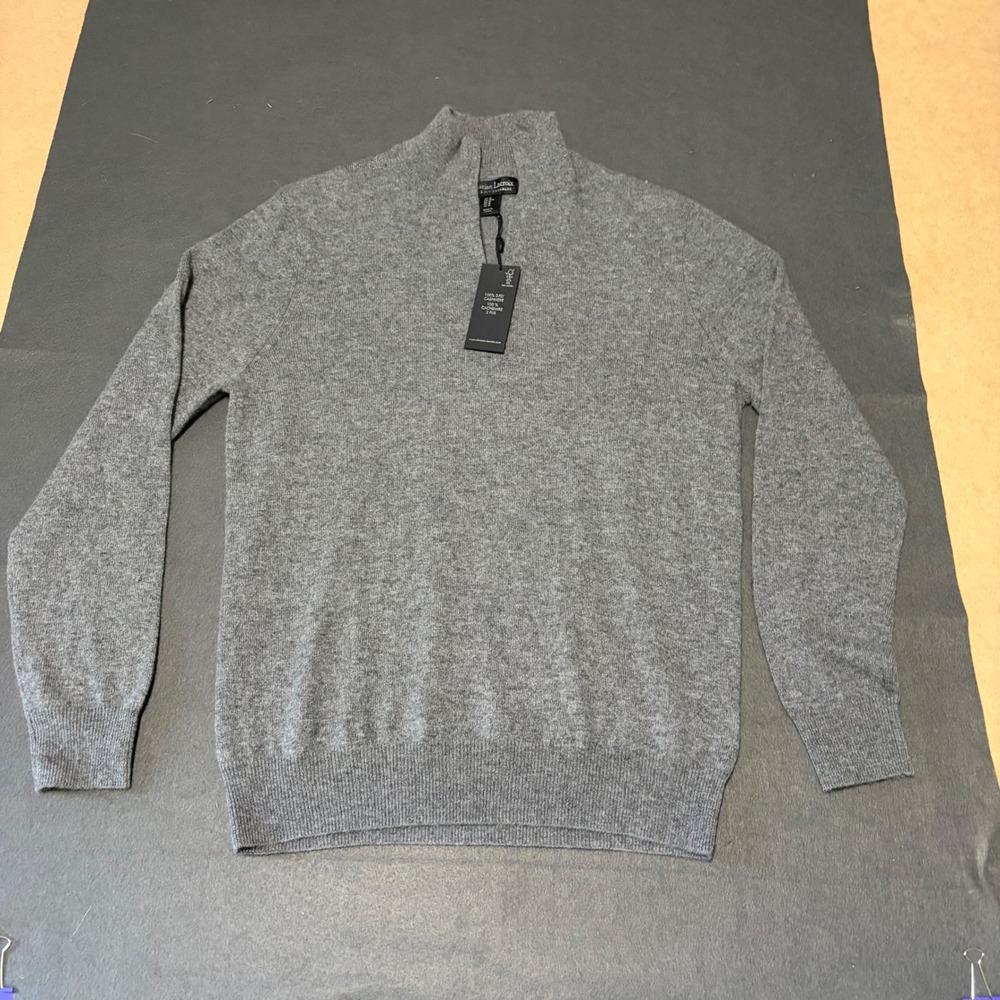 NWT Christian Lacroix Cashmere Quarter Zip Sweater Mens Medium Grey Fall Luxury - Picture 4 of 8